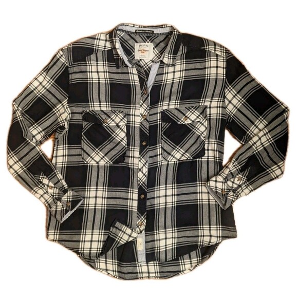 Bershka Women's L Plaid Long Sleeve Button Up Shirt Grunge Indie Skater Trap Y2K - Picture 1 of 9
